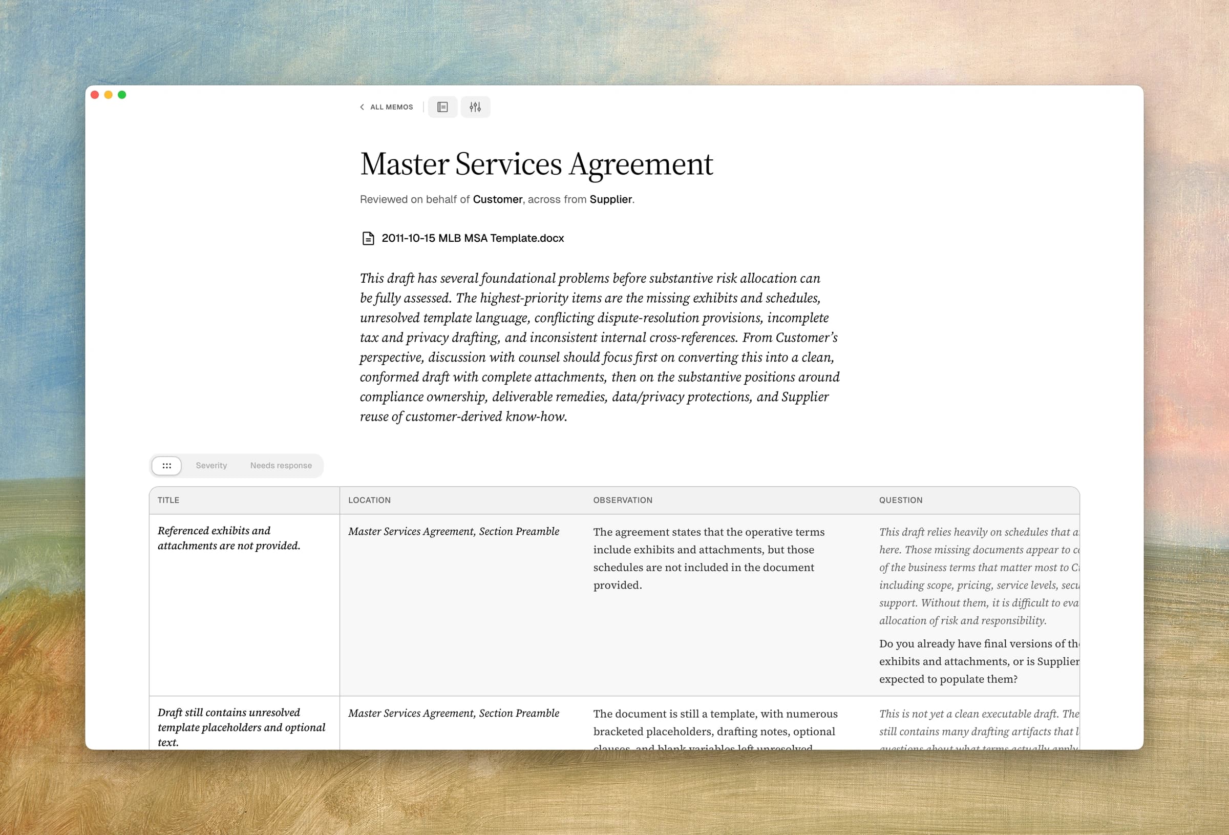 Augustus deal memo